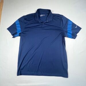 Nike Golf Polo Shirt Dri-FIT Athletic Fit‎ Short Sleeve Mens Large Navy Carolina